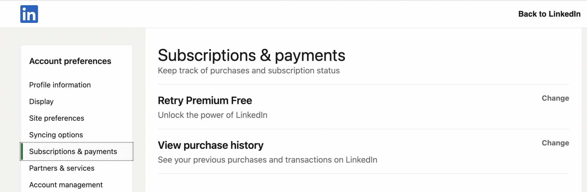 Paiement Linkedin