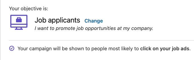LinkedIn campaign objective job applicants


