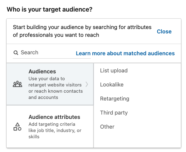 LinkedIn  targeting options