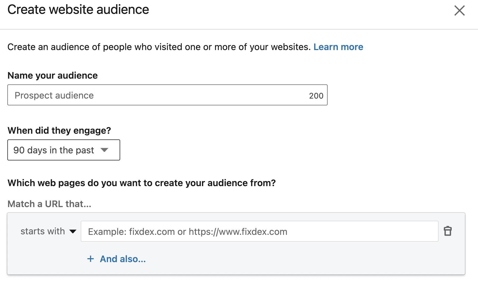 LinkedIn retargeting website audience 