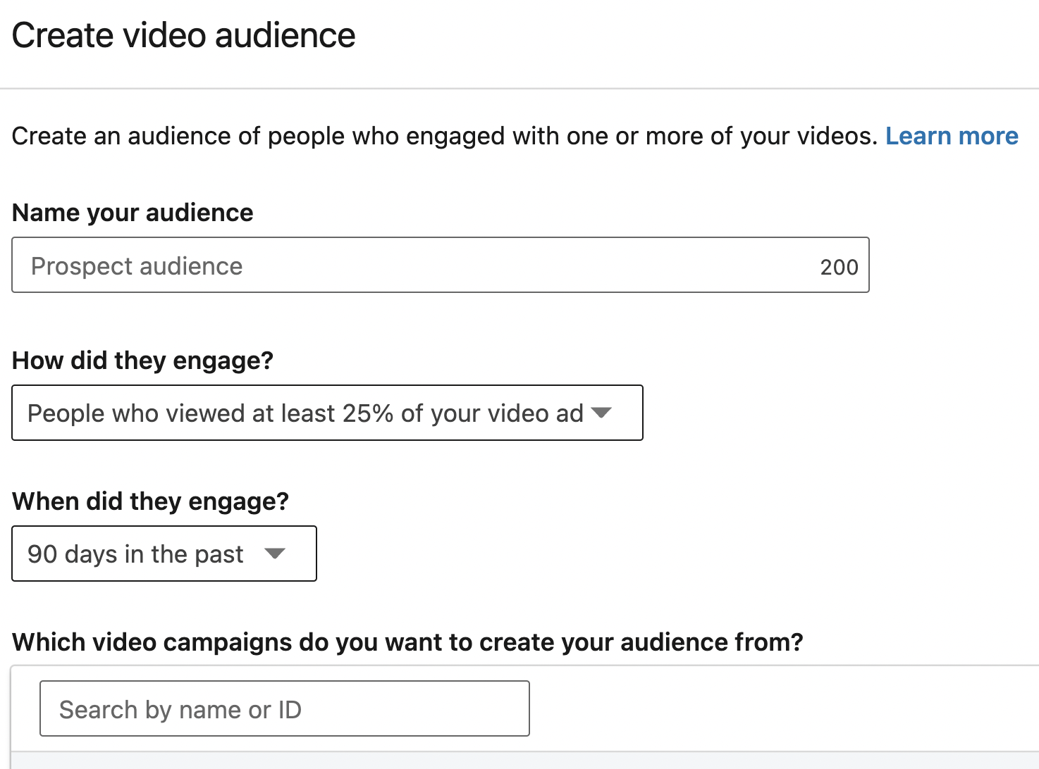 LinkedIn retargeting video audience