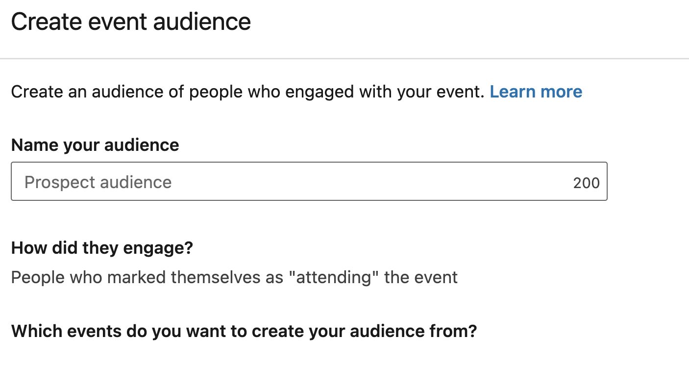 LinkedIn retargeting event audience