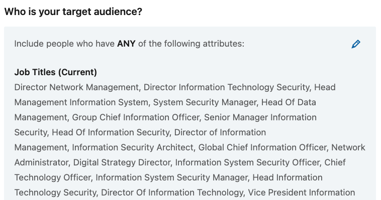 LinkedIn job title targeting