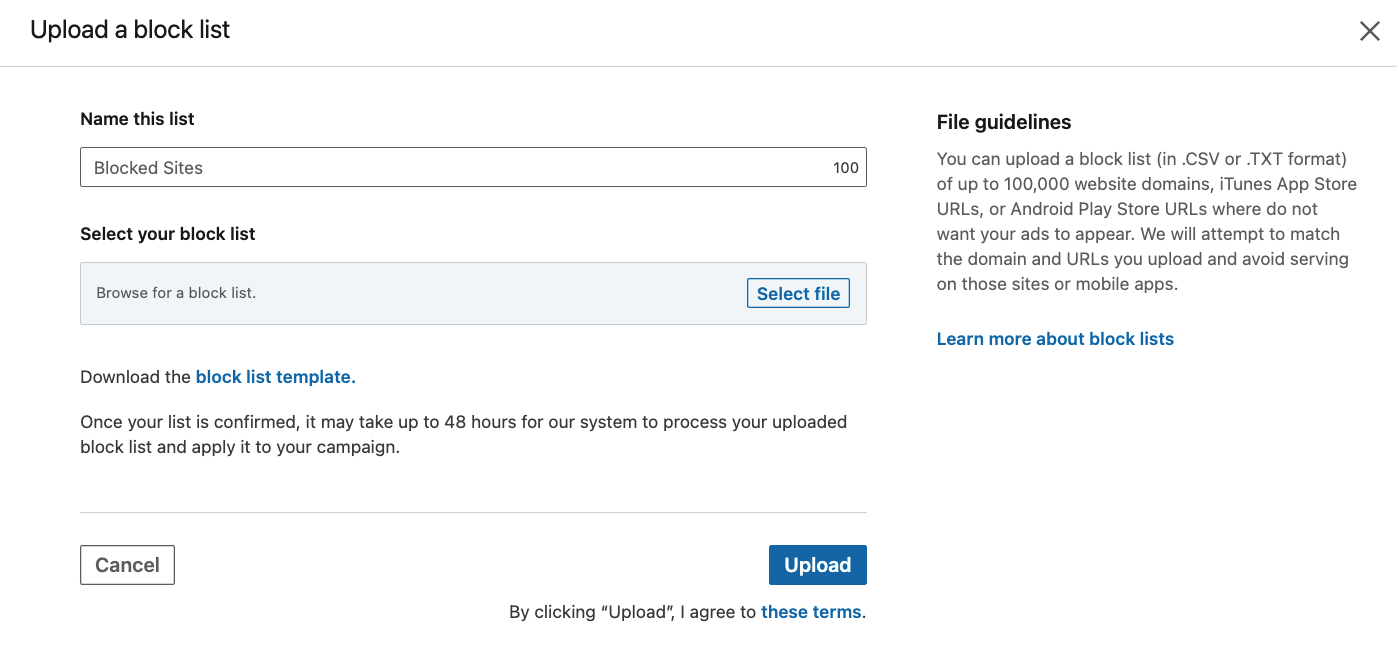 liste de blocage du LinkedIn Audience Network