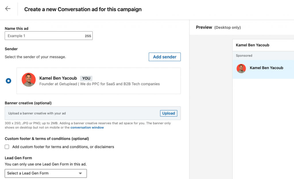 LinkedIn conversation ads sender