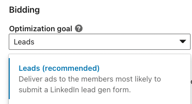 Linkedin ads leads goal
