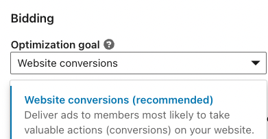 Linkedin ads website conversions goals