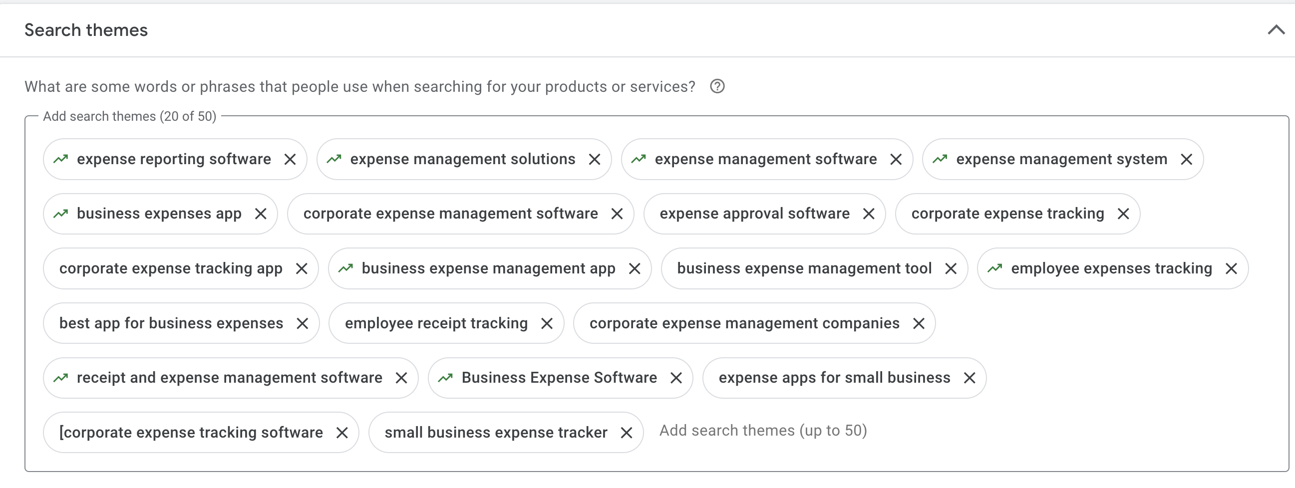 search themes perfomance max