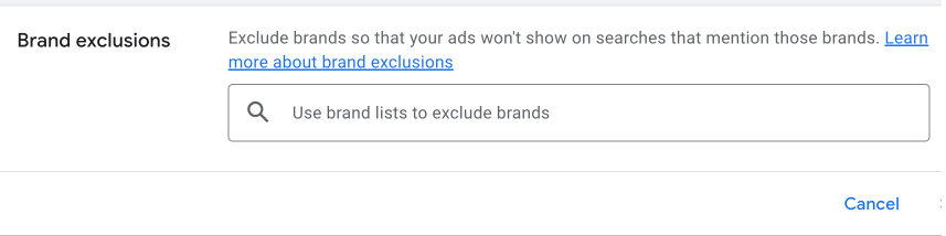 brand exclusions performance exclusion